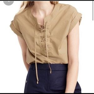J. Crew Lace-up Pop-over top